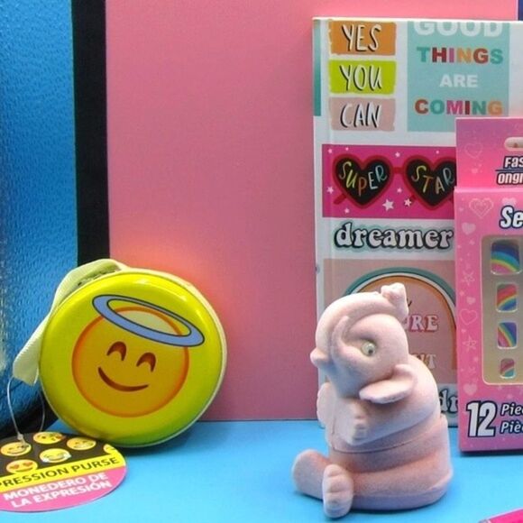 🔥Kids Fun Emoticons Gift Set elephant  necklace press cherry barrettes - Picture 7 of 11